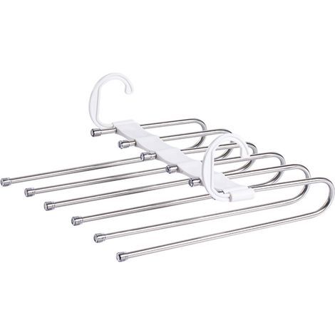 Porte-pantalons pliable blanc, multifonctionnel, à plusieurs niveaux. (1/5)