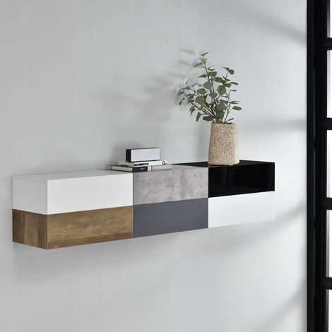 Set de 6 Mesitas de noche de pared Oslo con cajón - en 6 diferentes colores - 138 x 30 x 30 cm [en.casa] (1/5)