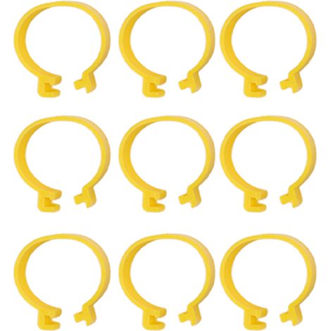 Lot de 100 anneaux de cheville réutilisables en plastique jaune 16 mm pour l'élevage de poules, canards et oies. (1/5)