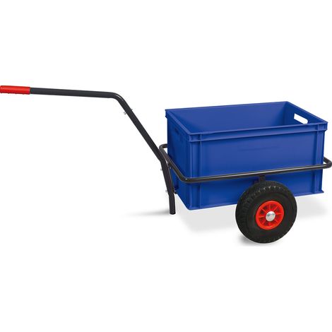 BRB Chariot à main avec boîte en plastique, H 320 mm, L x l x H 1250 x 640 x 660 mm, charge maximale 200 kg (bleu)