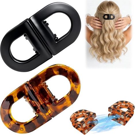 Lot de 2 pinces à cheveux magnétiques pour femme - Maintien fort antidérapant - Design sans couture 2-en-1 - Accessoires coiffure (1/5)