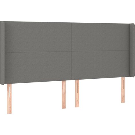Testiera letto complemento arredo camera da letto con bordo laterale 203 x 16 x 118/128 cm tessuto grigio scuro TDL0204949