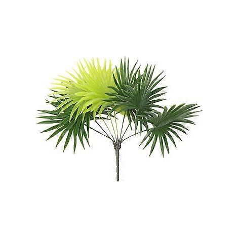 Feuilles de palmier artificielles en plastique, vertes et jaunes, pour la décoration florale et les compositions florales (matériaux pour bonsaï).