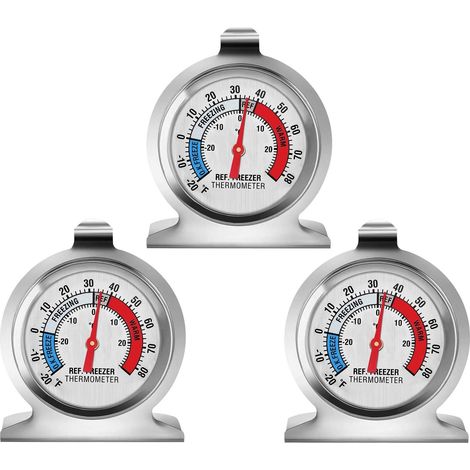 Thermomètre pour réfrigérateur, thermomètre pour congélateur à grand cadran, thermomètre de température pour réfrigérateur, congélateur et glacière (3 pièce) (1/5)