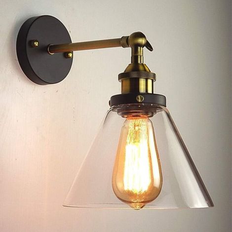 Vintage-Industrie-Wandleuchte aus Glas, E27-Fassung – Verstellbarer Kopf – 40 W – 110–220 V – Für Wohnzimmer, Küche, Schlafzimmer, Restaurant (1/3)