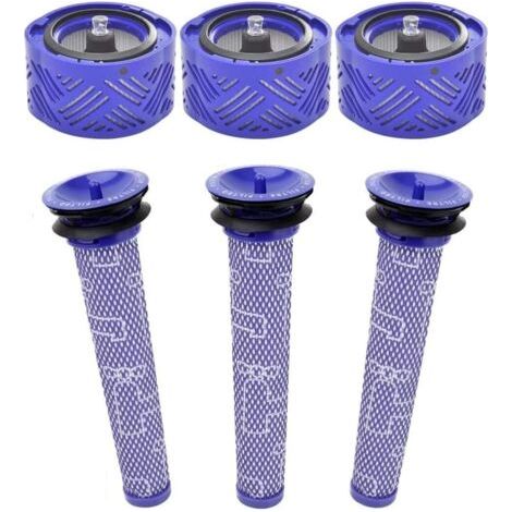Paquete de 6 filtros HEPA de repuesto para aspiradoras Dyson V6, DC58, DC59, DC62, DC72, DC74, SV03, SV04, SV05, SV06, SV07, SV08, SV09 y Absolute Animal Motorhead, números de pieza 965661-01 y 966741