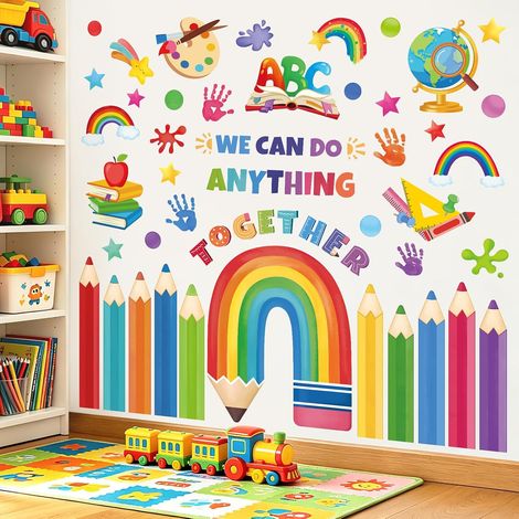 Stickers Muraux Arc en Ciel Crayon Autocollants Muraux Citations (1/5)