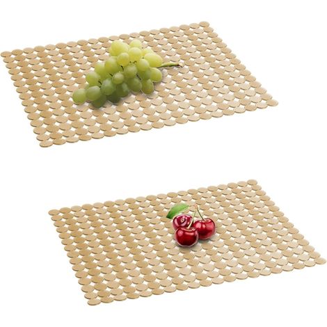 Lot de 2 tapis d'évier pour éviers en acier inoxydable/céramique, protecteurs écologiques en PVC pour le fond de l'évier, réglables, drainage rapide, motif à picots, 30 cm x 40 cm (bronze) (1/5)