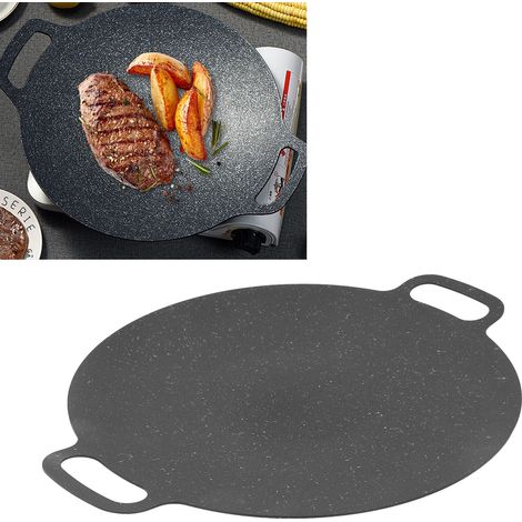 Poêle à griller de style barbecue coréen, antiadhésive pour plaques à induction, adaptée au teppanyaki en extérieur, livrée avec un sac de rangement Oxford (41 cm). (1/5)