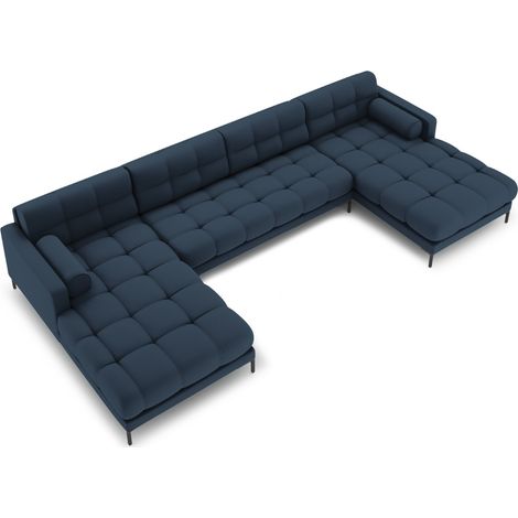 Canapé panoramique 7 places en tissu structurel bleu (1/5)