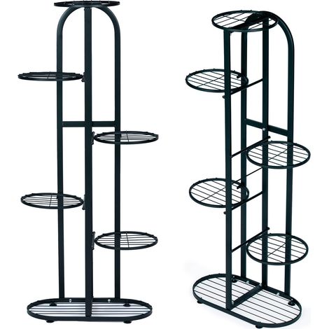 Puesto de flores moderno de metal 6 niveles negro