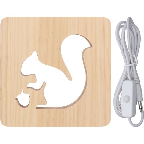 Niedliches Eichhörnchen-Nachtlicht mit hohlem Design, warmem LED-USB-Licht, ideal für Büro und Schlafzimmer (1/5)