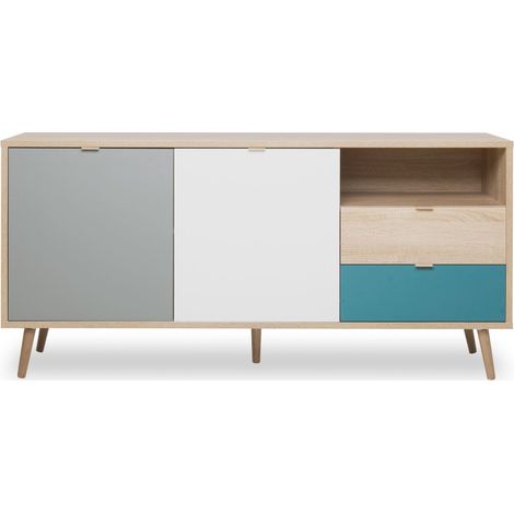 Madia 150x40 cm multicolore con due ante e due cassetti - Fondi