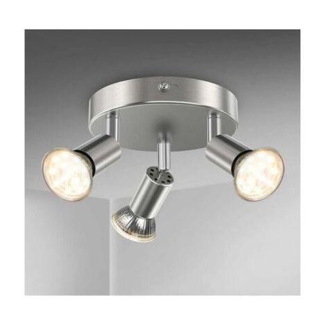 Plafonnier salle de bain éclairage LED lampe plafond sdb chrome 3 spots orientables IP44 GU10 bleu