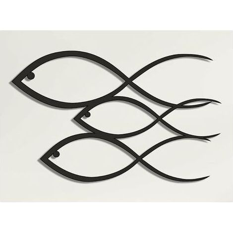 Decorazione murale in metallo - Famiglia di pesci - Decorazione murale in metallo per casa, ufficio, camera da letto, soggiorno (1/5)