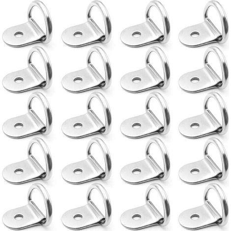 Anneaux D'arrimage INOX 20 Pièces Anneaux D'arrimage en D Ancrage Anneaux Arrimage pour Remorques Machinerie Lourde Outils Électriques Camping 36x25mm Argent (1/4)