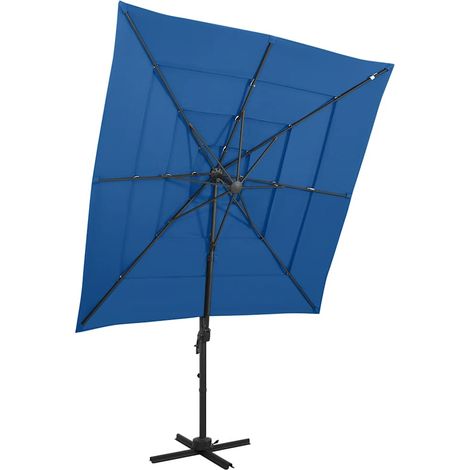 vidaXL Parasol de jardin à 4 niveaux avec mât en aluminium bleu azuré (1/5)