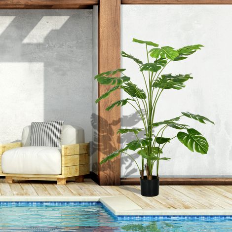 Pianta artificiale Monstera Deliciosa 180 cm, 24 rami, con vaso nero, verde HAVRYA (1/5)