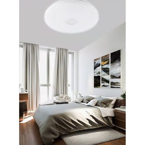 TrAdE Shop Traesio - Plafoniera Soffitto 60w Decoro Con Cristalli Centrale Luce Fredda Naturale Fst-50a62495 - -Bianco Naturale - (1/3)