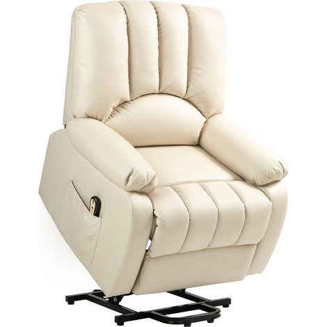 Poltrona reclinabile elettrica con sollevamento, poggiapiedi e telecomando, 86 x 92 x 102 cm, beige. (1/5)