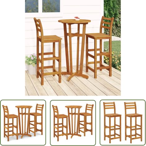 Maison Exclusive 3-tlg. Gartenbar-Set Massivholz Akazie (1/5)