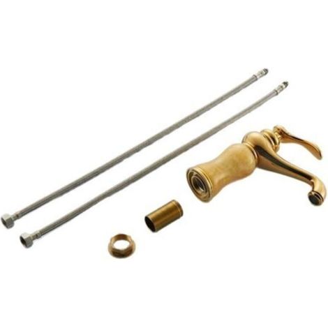 Mitigeur de Lavabo Style Européen et Américain en Or Rose – Monotrou Eau Chaude et Froide avec Décoration en Pierre, Pour Vasque et Lavabo Sous Plan
