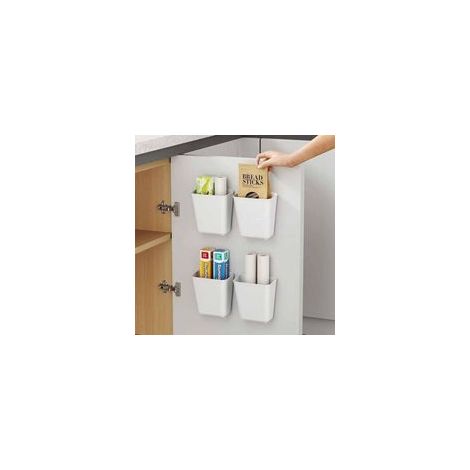 4 pièces Armoires de Cuisine Porte Boîte de Rangement,Adhésive Boîte de Rangement Murale,Armoire/Salle de Bains/Réfrigérateur Boîte D'organisation Pour Articles Divers (1/4)