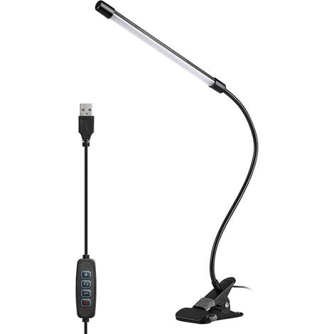 Lampe LED - 3 Modes Éclairage - 10 Niveaux Luminosité - Col Flexible 360° - Câble USB 150 cm - Noir (1/5)