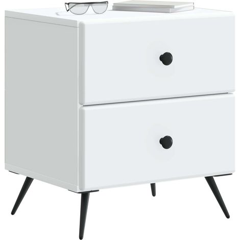 Maison Exclusive - Armadio da Notte con cassetto 2 pcs Bianco 43 x 34,5 x 47,5 cm