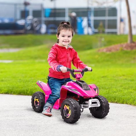 Quad électrique pour enfants avec batterie rechargeable 6V - 72x40x45,5cm - 18-36 mois - vitesse 2,8-4,6 km/h - rose (1/4)