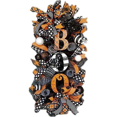 Couronne d'Halloween, guirlande décorative pour porte d'entrée et mur, ornements pour les fêtes de fin d'année, décorations pour fenêtre, jardin et maison (1/5)