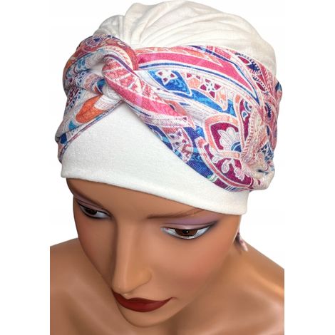 Turban de printemps pour femme Lena écru-421, foulard doux, également à porter après une chimiothérapie (1/5)