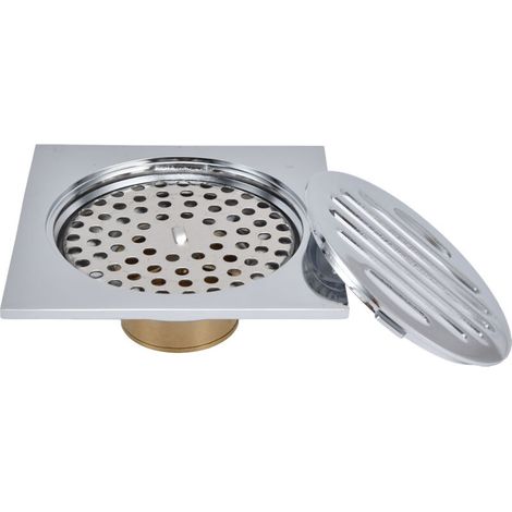 Siphon de sol carré en cuivre résistant aux odeurs, siphon de sol à gravité auto-scellant pour balcons de cuisine de salle de bains (1/5)