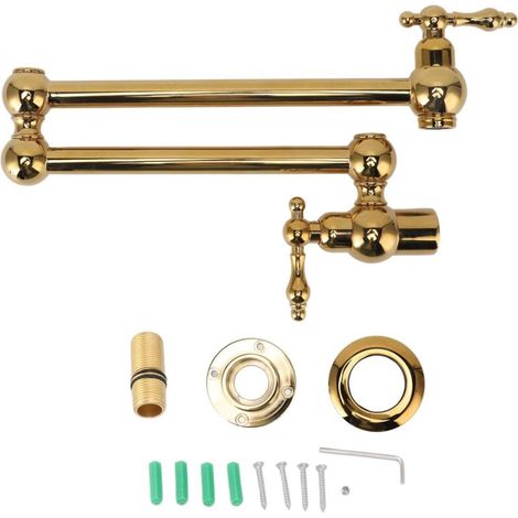 Rubinetto per riempire pentole, rubinetto da cucina pieghevole ed estensibile a parete in rame, rubinetto singolo per acqua fredda con braccio girevole a doppio snodo, rubinetto per lavello con bracci (1/5)