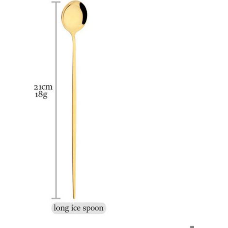 Cuillère À Glace - Acier Inoxydable - Longueur 21 Cm - Dorée - Pour Café Lait Et Desserts - 1 Pièce