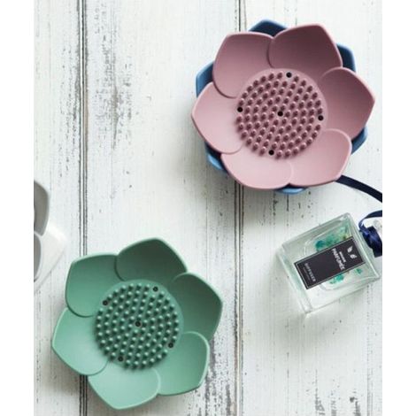 Lot de 2 porte-savon en silicone motif fleurs japonaises ( rose) (1/4)