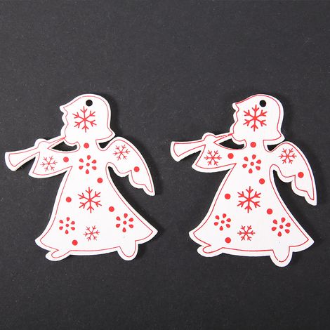 50 dekorative Holzanhänger, Wohnaccessoires, DIY-Zubehör, bemalte Kunstobjekte, weißer Engel (1/5)