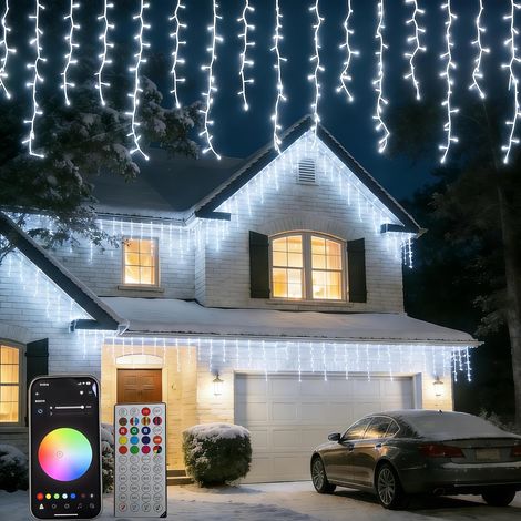 Icicle Lights Rideau, 13M Guirlande Lumineuse Intelligentes, 400 LEDs deco d'intérieur et d'extérieur,16 millions de couleurs 40 modes pour mariage, Parti, Festive, cour, décoration de patio. (1/5)
