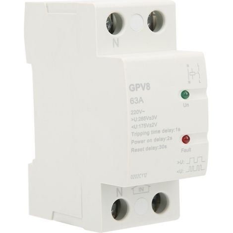 Protecteur de tension GPV82pD Dispositif de protection contre les surtensions à réinitialisation automatique avec indicateur lumineux LED (63 A) (1/5)