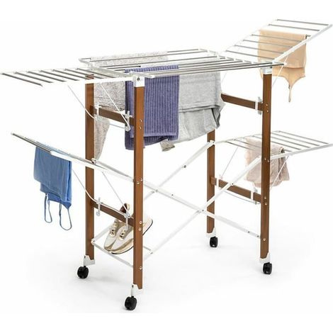 Étendoir à Linge, Séchoir Pliable Vertical sur roulettes, 18m d’étendage, Multi-Positions, 6 Ailes, Séchoir 38 Barres (1/5)