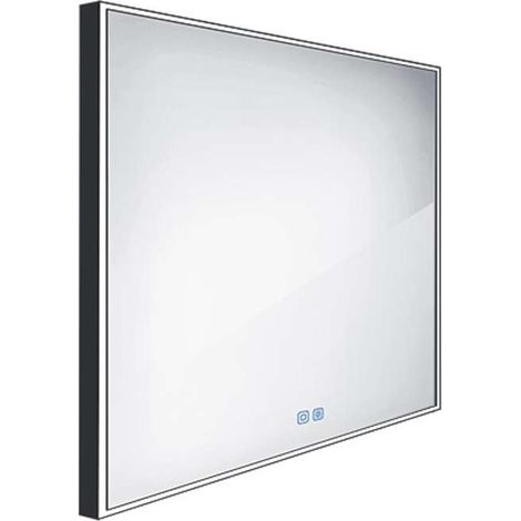 Nimco - Espejo con iluminación LED, 70x70 cm, sensor táctil, negro ZPC 13077VX-90 (1/5)