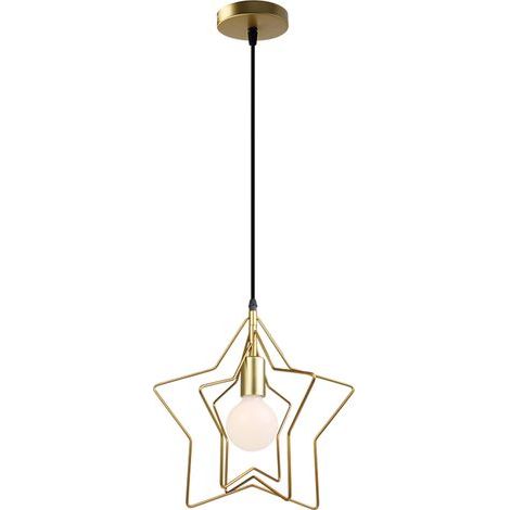 Lustre abat-jour métal doré 32x32cm – Éclairage industriel créatif – Câble réglable 100cm – Ampoule E27 recommandée (1/4)