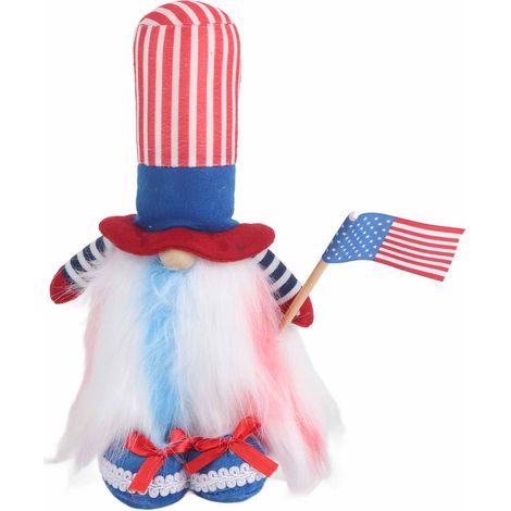 Stehende Gartenzwergpuppe, patriotische Nationalfeiertagsdekoration, Ornament mit blauen Schuhen (1/5)