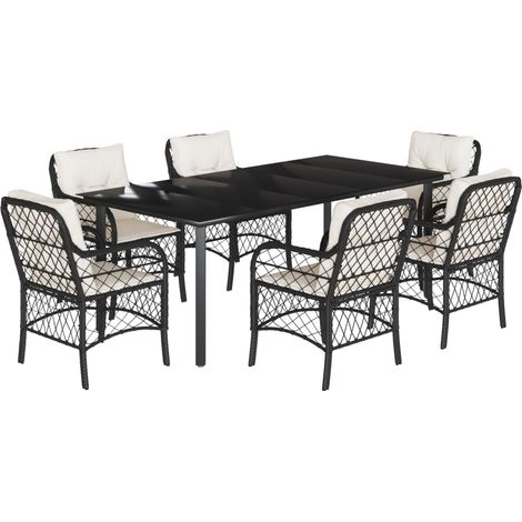 Maison Exclusive - Set de comedor de jardín 7 pzas y cojines ratá (1/5)