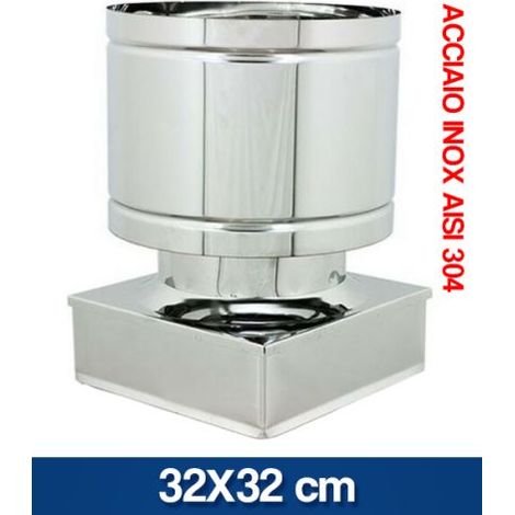 CAPPA COMIGNOLO ANTIVENTO A BOTTE BASE QUADRATA IN ACCIAIO INOX 36129V CM 32X32 (36129)