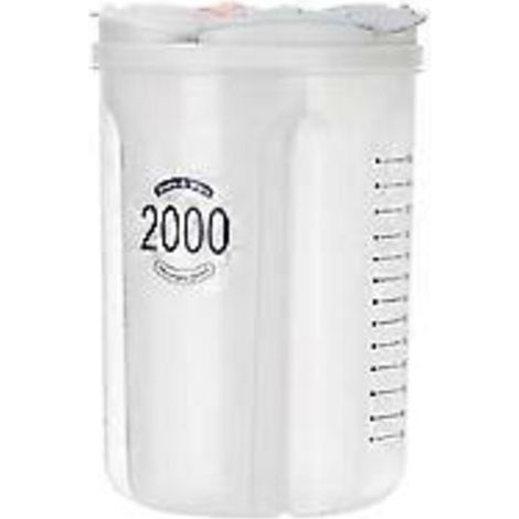 Réservoir de stockage de céréales à compartiments en plastique, boîte de rangement hermétique pour haricots, quatre boîtes de rangement couvertes de 2000 ml (1/5)