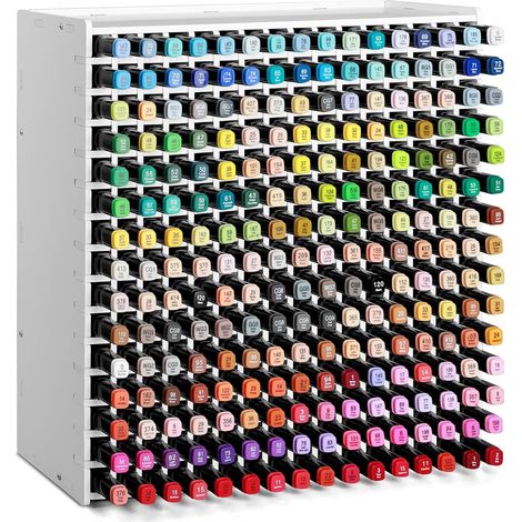 Rangement Feutre 240 Emplacements - Support Organisateur pour Feutres et Marqueurs avec Fixation Vis, PVC Renforcé, Séparateurs Réglables (Stylos, Pinceaux) (240 Emplacements)