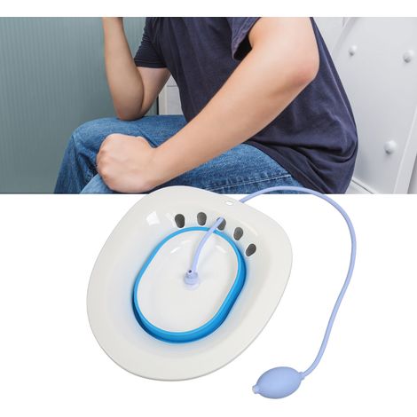 Bidet pour siège de toilette pliable - Soins pour hémorroïdes, postpartum et santé féminine - Matériaux PP et silicone - Avec douchette - Bleu - 35x39cm (1/5)
