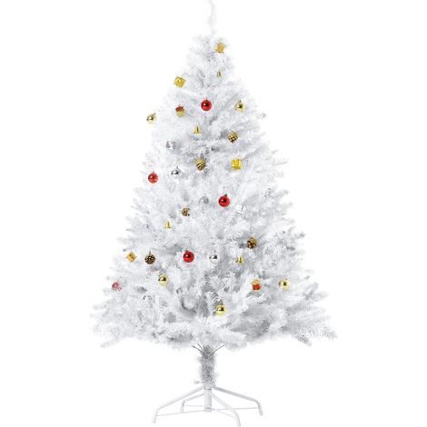 Künstlicher weißer Weihnachtsbaum, 150 cm, 680 Zweige mit verschiedenen Dekorationen, HOMCOM (1/5)