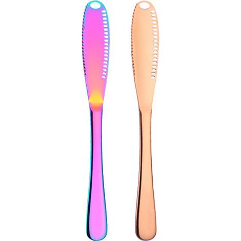 Couteau à beurre en acier inoxydable, pour tartiner beurre, fromage et condiments - Lot de 2 (1/5)